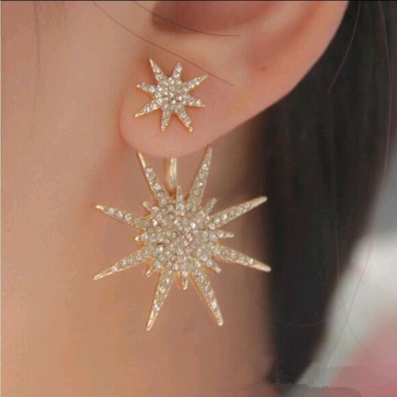 3 for $26 - Crystal Starburst Dangle Earrings - Picture 1 of 4